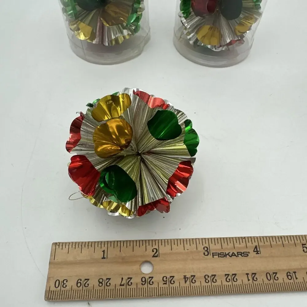 Vintage Kurt Sadler Red Green Gold Foil Retro Ball Ornaments Total 16